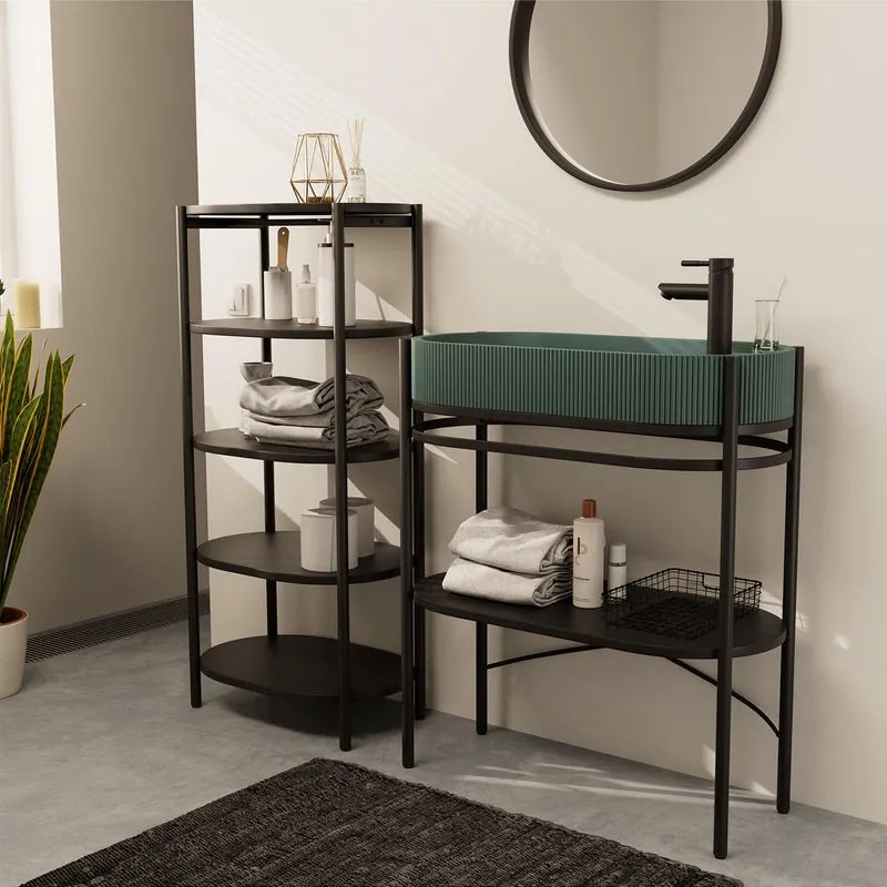 Mobile sottolavabo e lavabo Alba per vasca a sinistra nero e verde L 55 x H 89.5 x P 37.5 cm