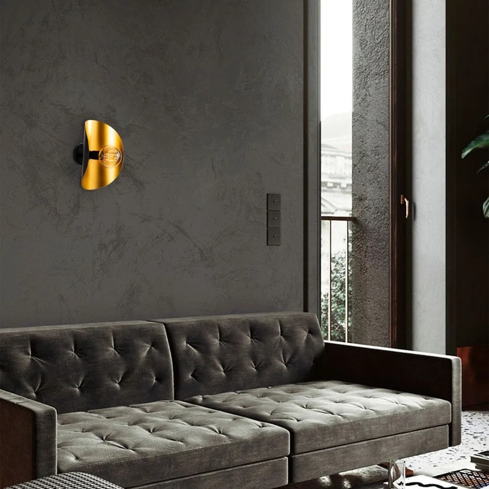 Lampada da parete nera/dorata Sivani – Opviq lights