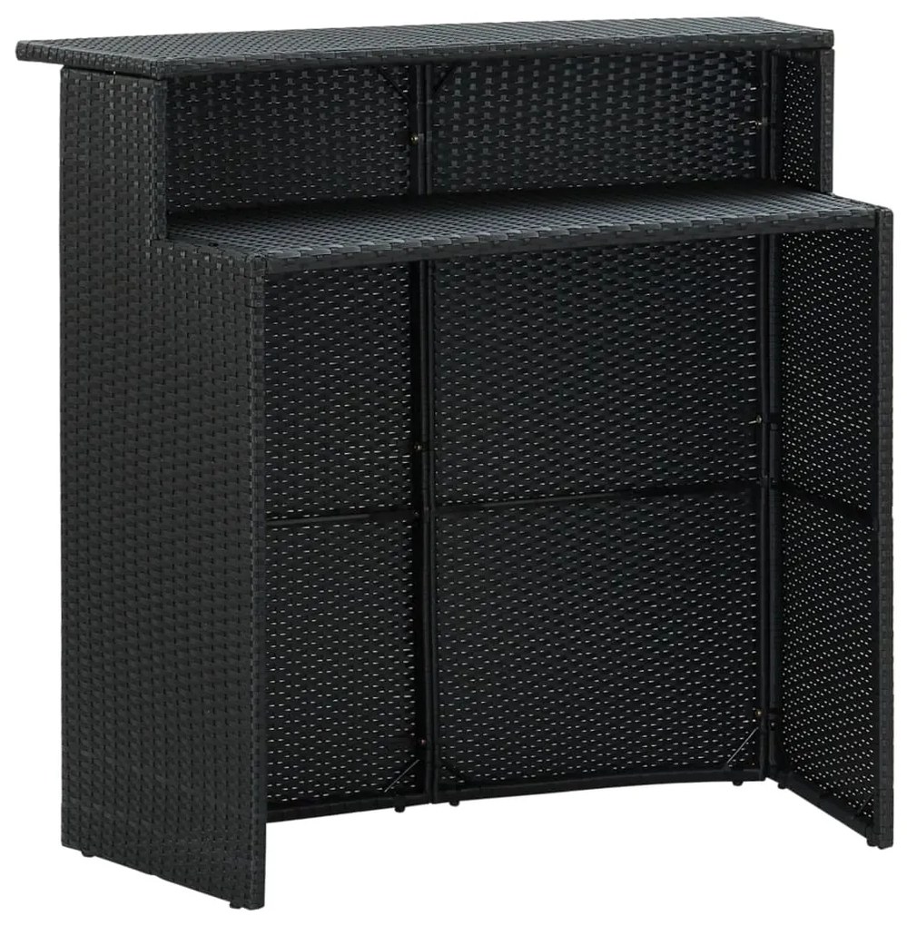 Tavolo da bar per esterni nero 120x55x110 cm in polyrattan