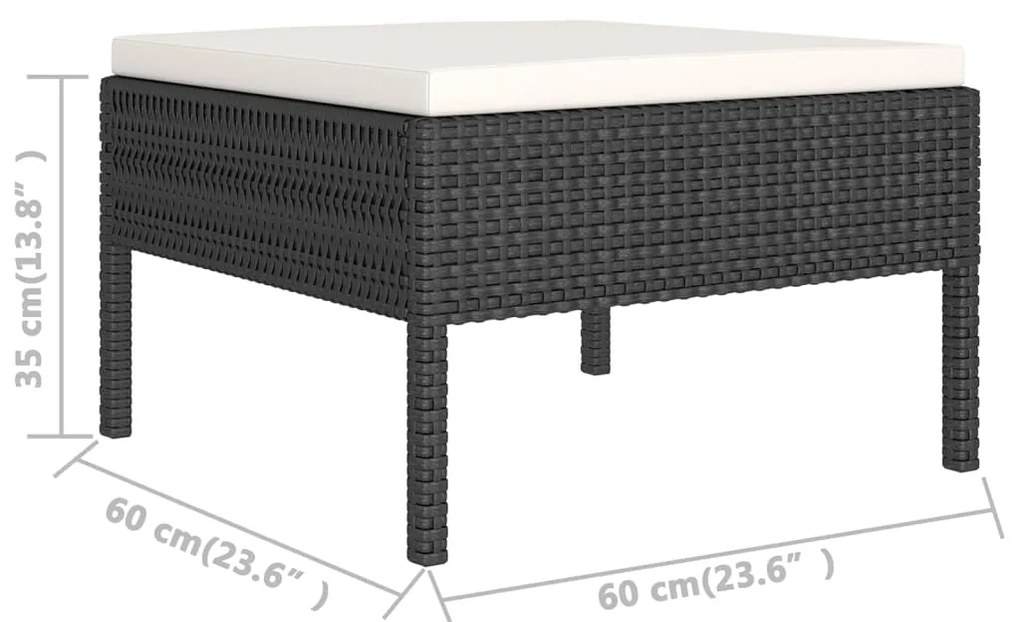 Set Divani da Giardino 12 pz con Cuscini in Polyrattan Nero