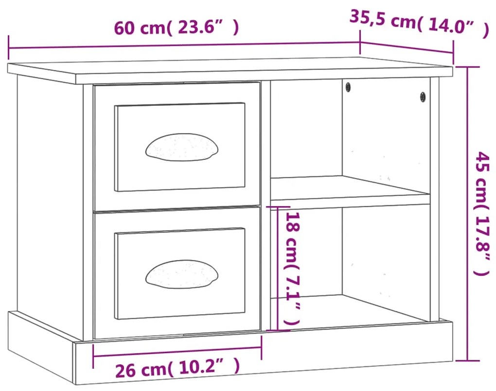 Comodino Grigio Sonoma 60x35,5x45 cm