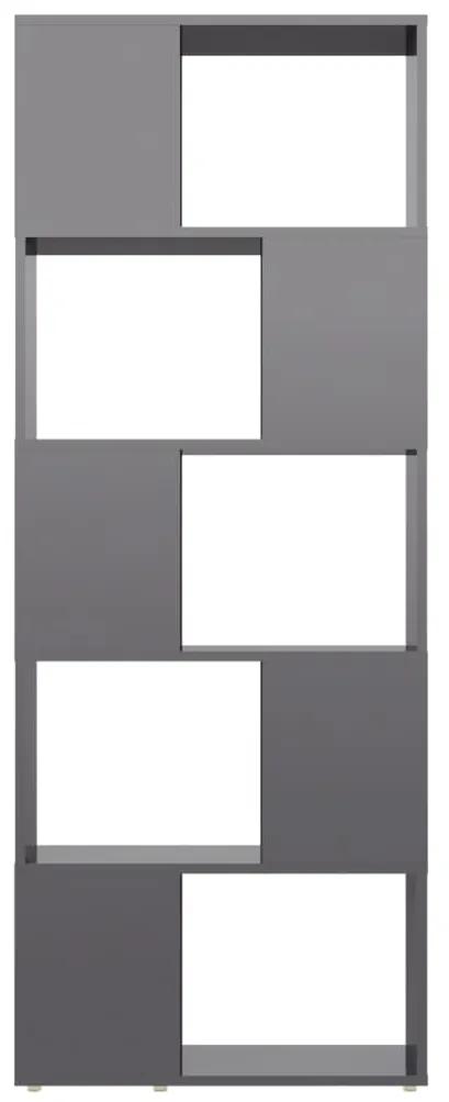 Libreria/divisorio grigio lucido 60x24x155 cm