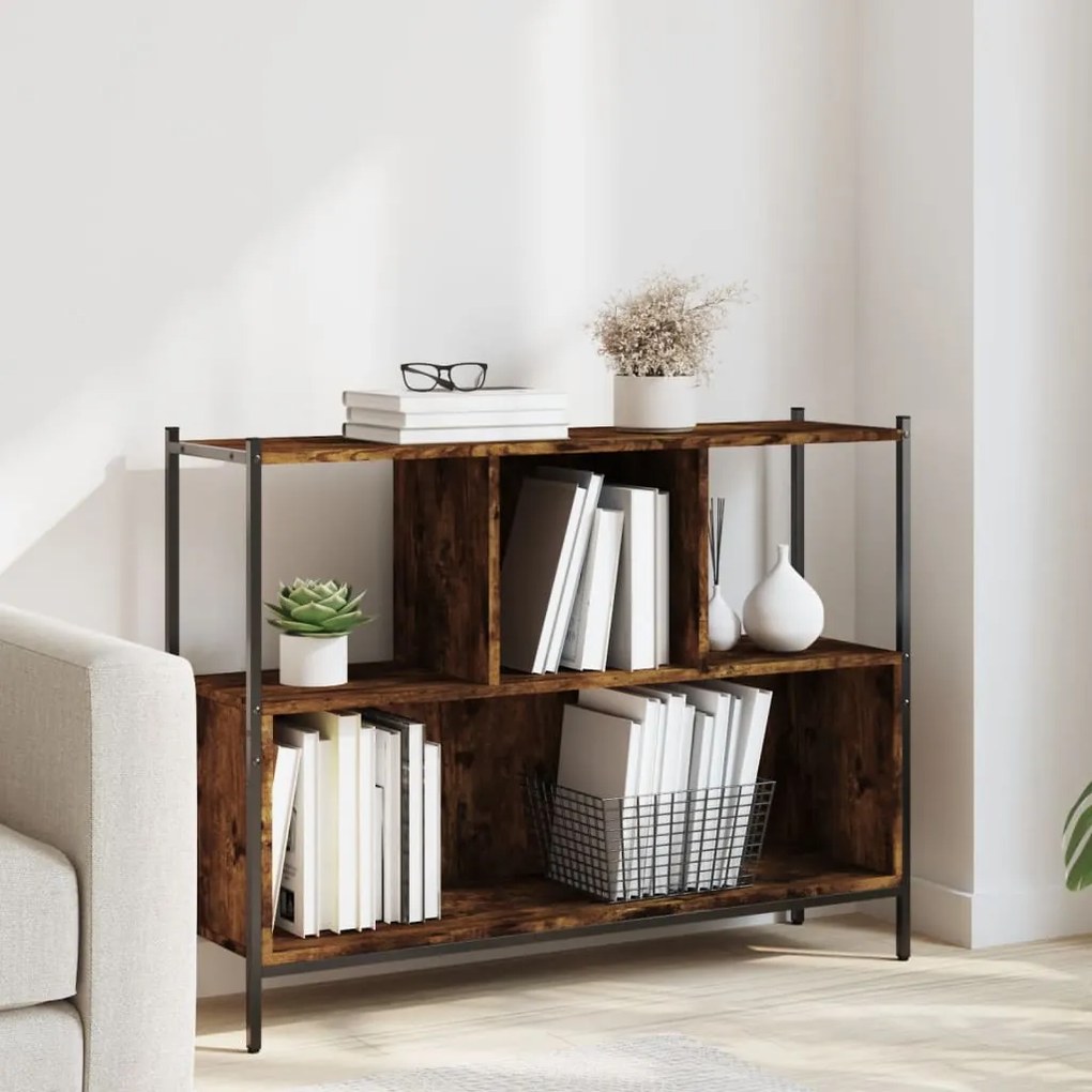 Libreria Rovere Fumo 102x28x77,5 Cm İn Legno Multistrato /