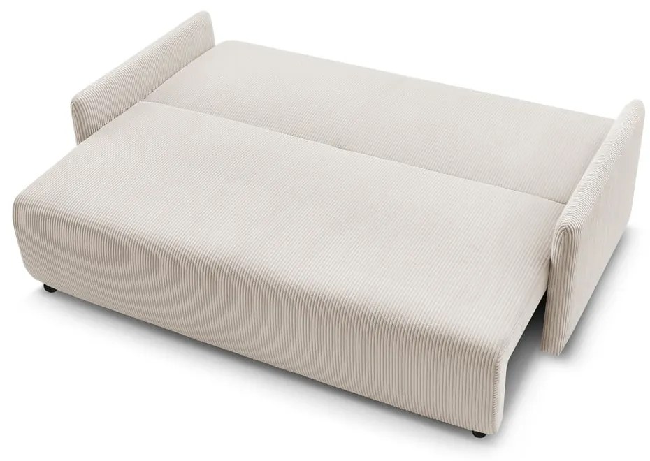 Divano beige allungabile con rivestimento in velluto a coste 211 cm Marcel – Bobochic Paris