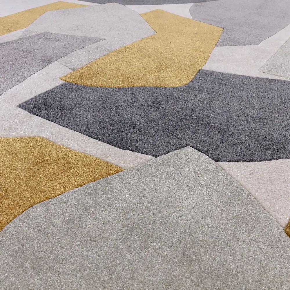 Tappeto in fibra riciclata tessuta a mano in giallo ocra e grigio 160x230 cm Romy - Asiatic Carpets