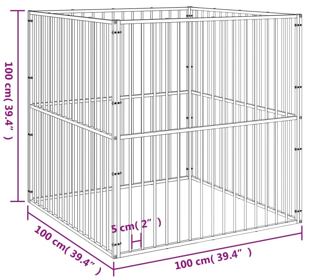 Box per Cani 4 Pannelli Nero Acciaio Zincato