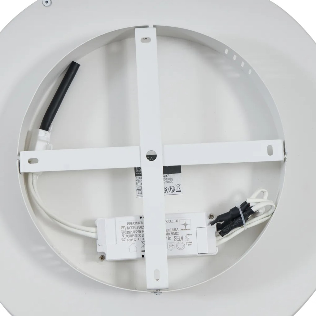 Plafoniera di design bianca con legno 40 cm con LED con interruttore a 3 vie - Ingo