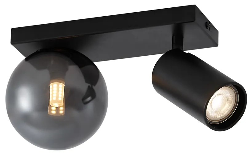 Plafoniera moderna nera a 2 luci regolabile - Lesly