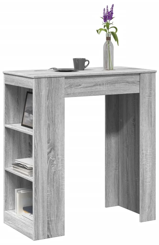 Tavolo Bar Con Rastrelliera Grigio 95x47x103,5 Cm Multistrato /