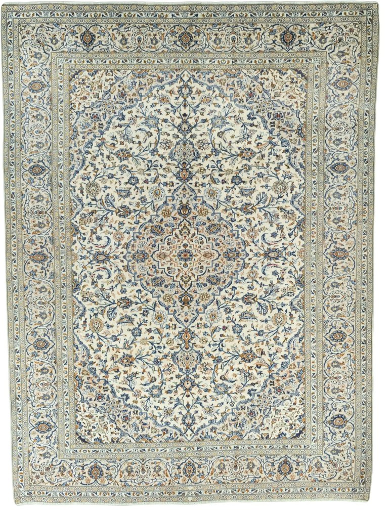 Kashan Tappeto 410 x 300 Beige (Iran) Annodato A Mano