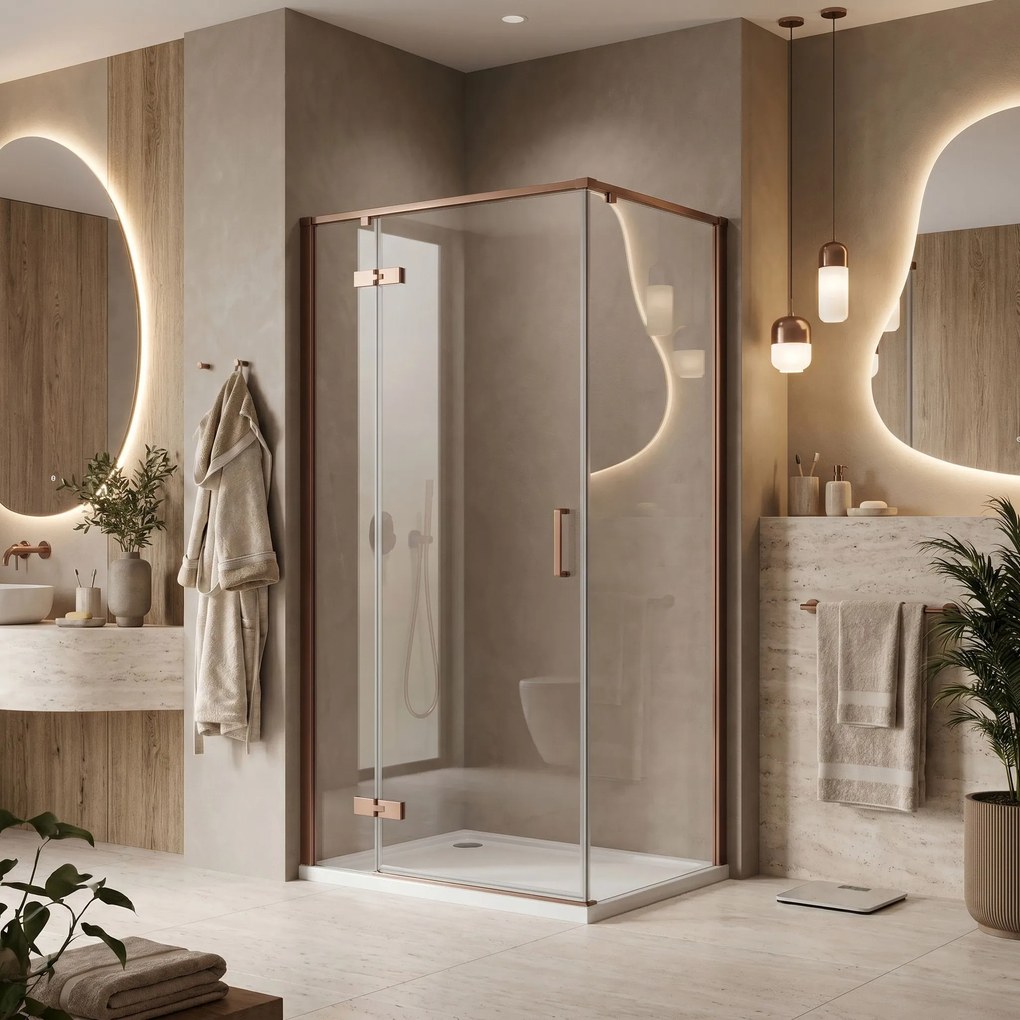 Cabina doccia Rea Bruno 100x80 Brush Copper