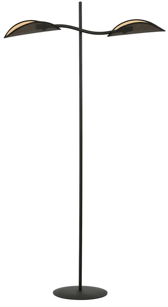 Piantana Contemporaneo Ares Acciaio Nero Oro 2 Luci E14 Ip20