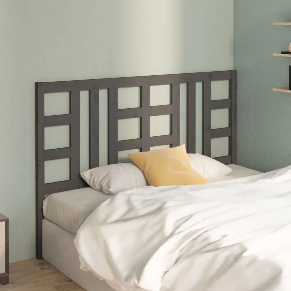 Testiera per letto grigia 141x4x100cm in legno massello di pino