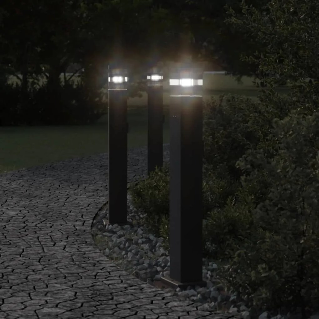 Lampada Da Terra Per Esterni Con Presa Nera 80 Cm Alluminio /
