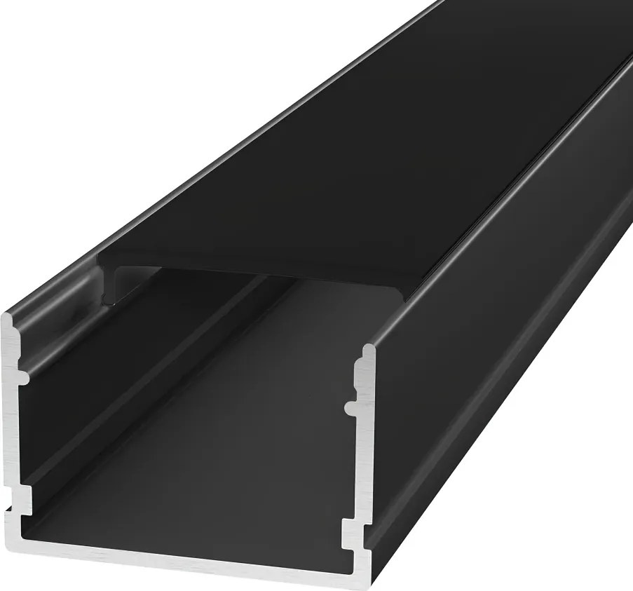 Profilo Lineare XL in Alluminio Nero per 1-2 Strisce LED da 1m e 2m Variante Lunghezza Profilo 2 metro