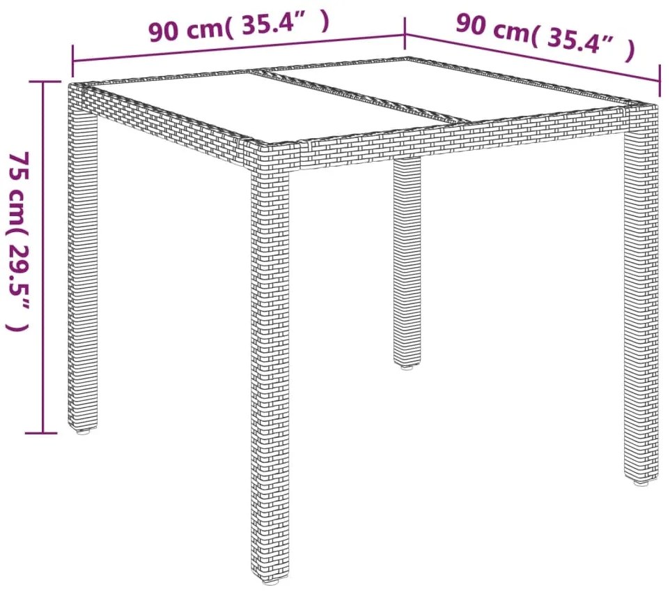 Set da Pranzo da Giardino 3 pz con Cuscini in Polyrattan Grigio