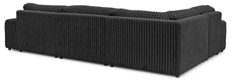 Divano angolare grigio scuro (con penisola a sinistra/a U) rivestito in velluto a coste Justin – Ropez
