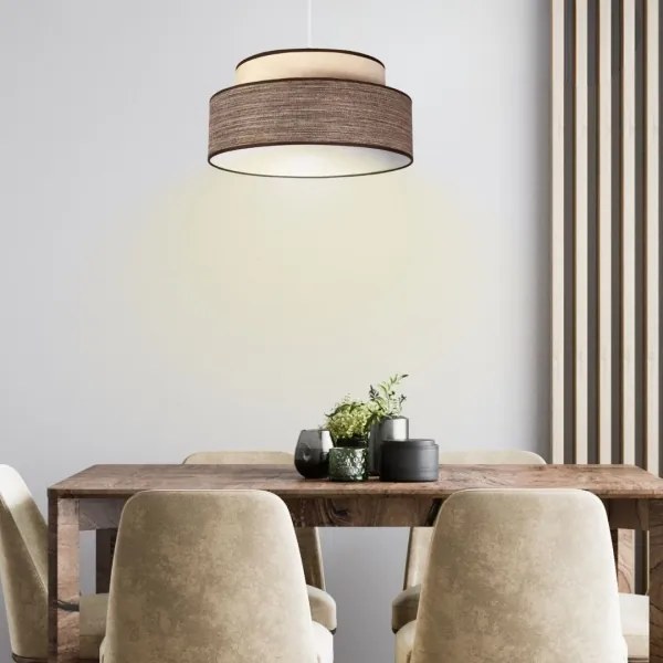 Lampadario a sospensione con filo GRACE 1xE27/60W/230V diametro 40 cm color crema/marrone