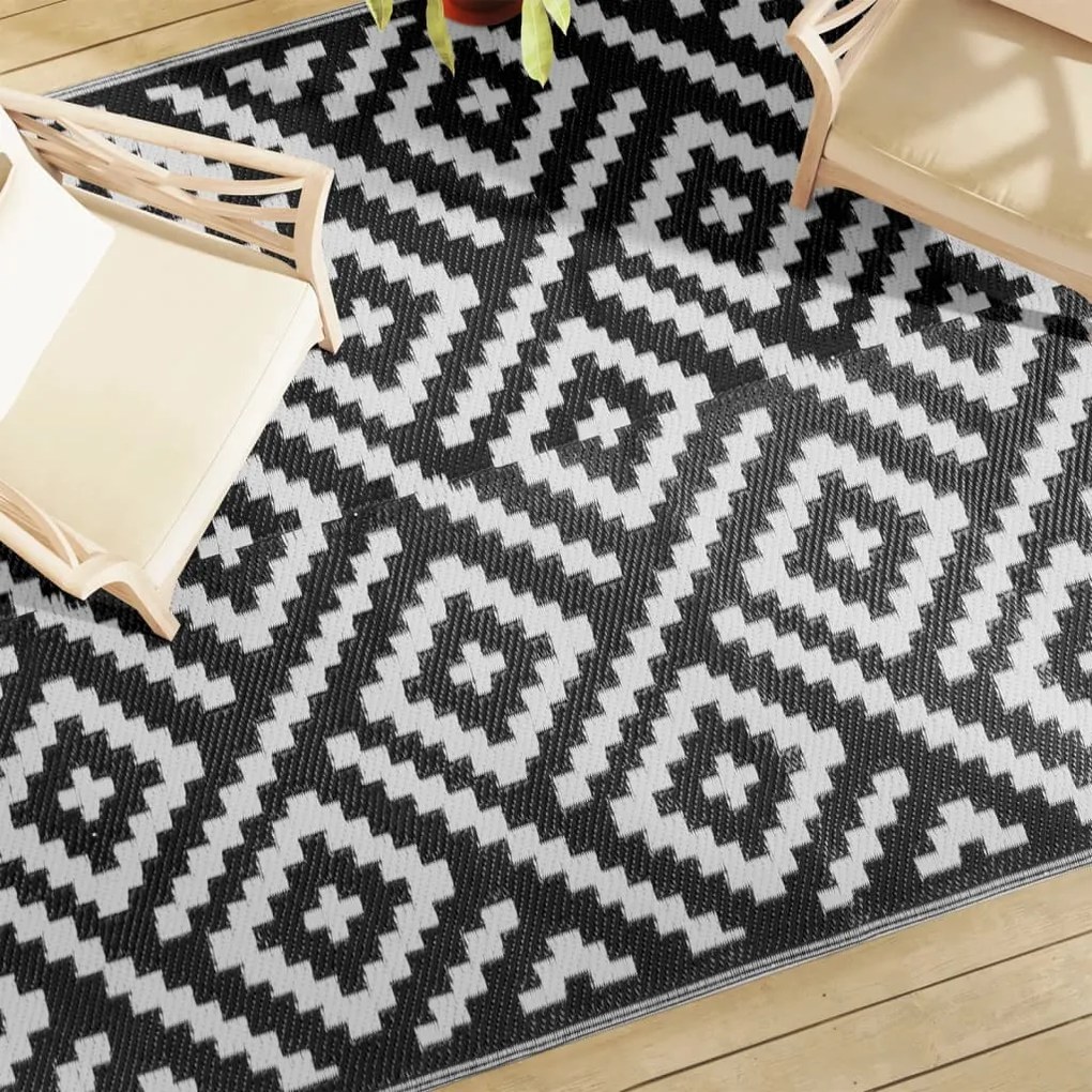 Tappeto Da Esterni Arakıl Bianco E Nero 190x290 Cm İn Pp /