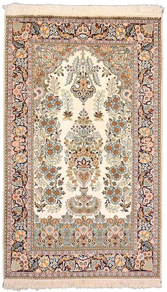 Cashmere Silk Tappeto 160x90 Beige (Indian) Annodato A Mano