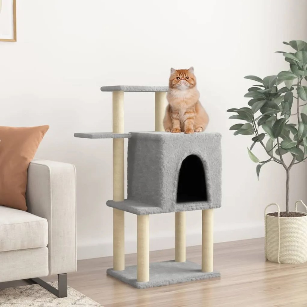 Albero per gatti con tiragraffi in sisal grigio chiaro 97 cm