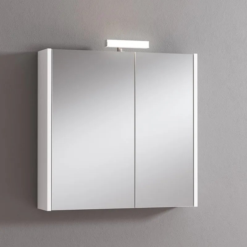 Pensile con luce Akira laccato bianco opaco L 71.5 x H 70 x P 15.5 cm