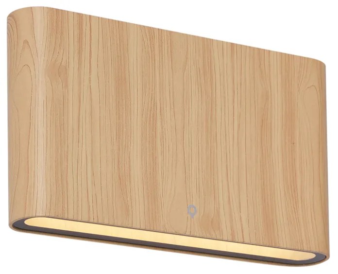 Applique da esterno scandinava in legno 17,5 cm con LED IP65 - Batt