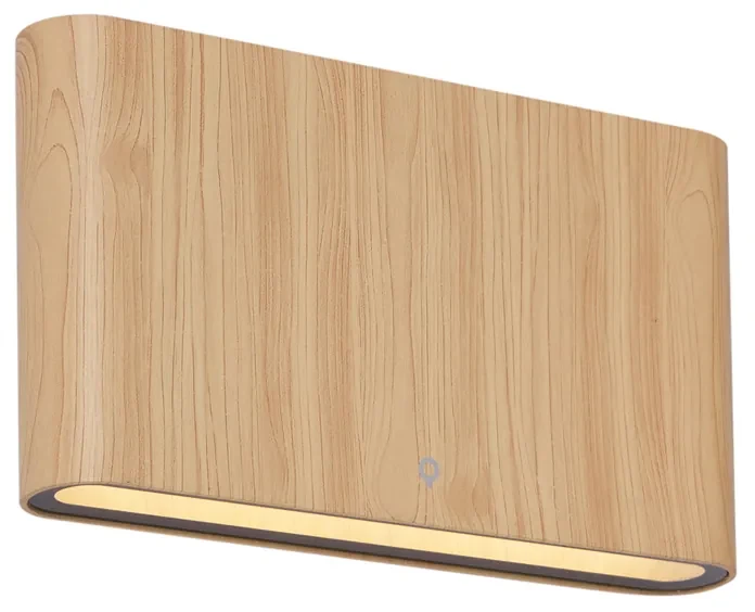Applique da esterno scandinava in legno 17,5 cm con LED IP65 - Batt