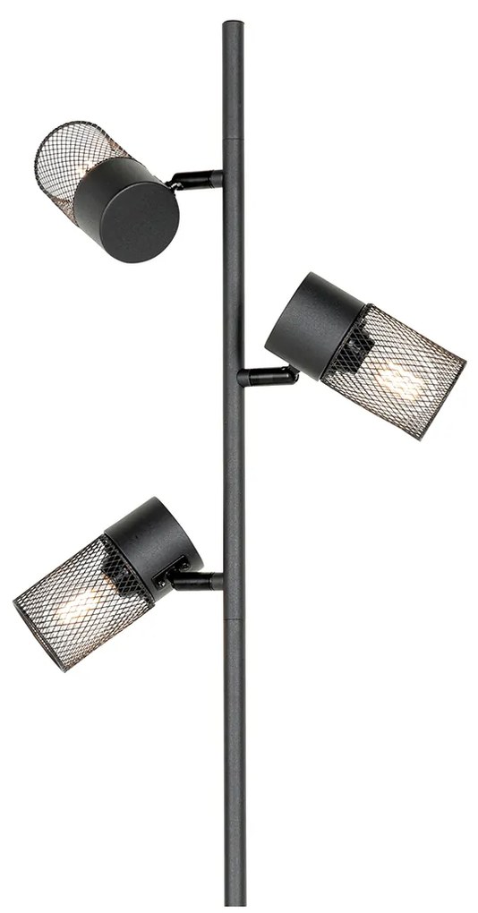 Lampada da terra industriale nera 3 luci - Jim