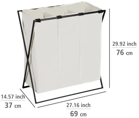 WENKO 71298800 - Cesto portabiancheria TRIO 69x76 cm crema/nero
