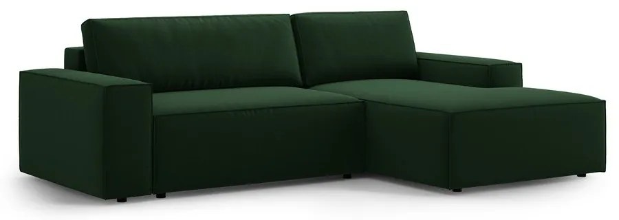 Divano angolare verde scuro allungabile/con contenitore (con penisola a destra/con chaise lounge) con rivestimento in velluto Jodie – Micadoni
