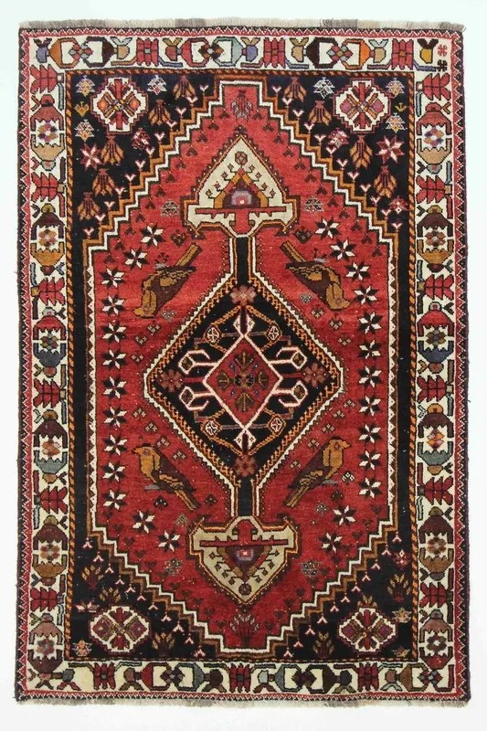 Gashghai Tappeto persiano 180x130 Rosso (Iran) Annodato A Mano