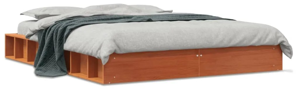 Letto Senza Materasso Marrone Cera 120x200 Cm İn Legno Di Pino /