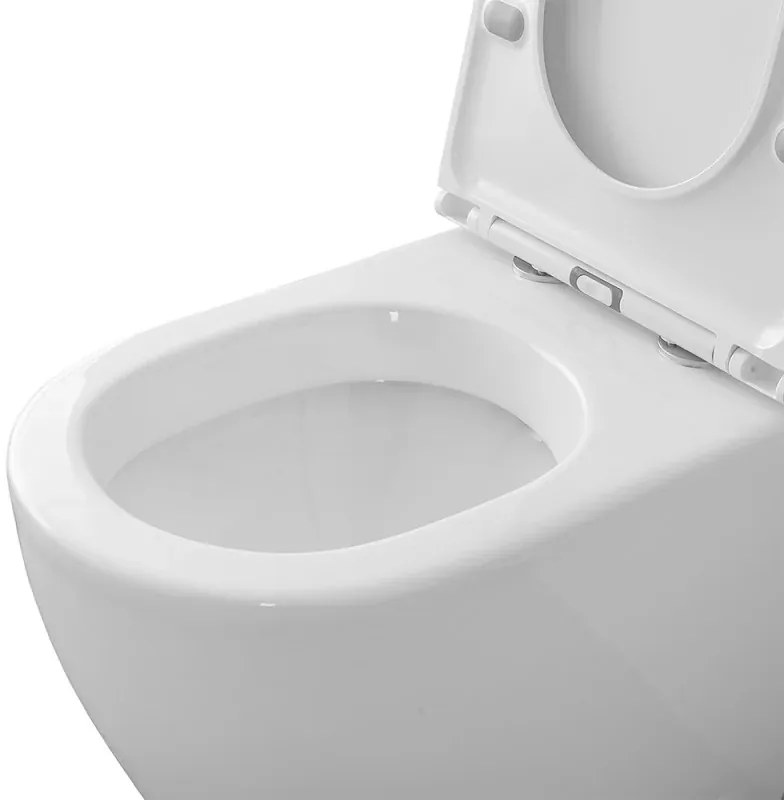 Sanitari filomuro con scarico traslato e copriwater soft-close Flan
