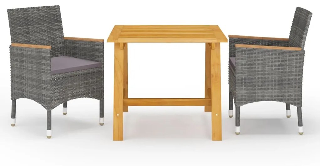 Set Mobili Da Pranzo Per Giardino 3 Pz Grigio /