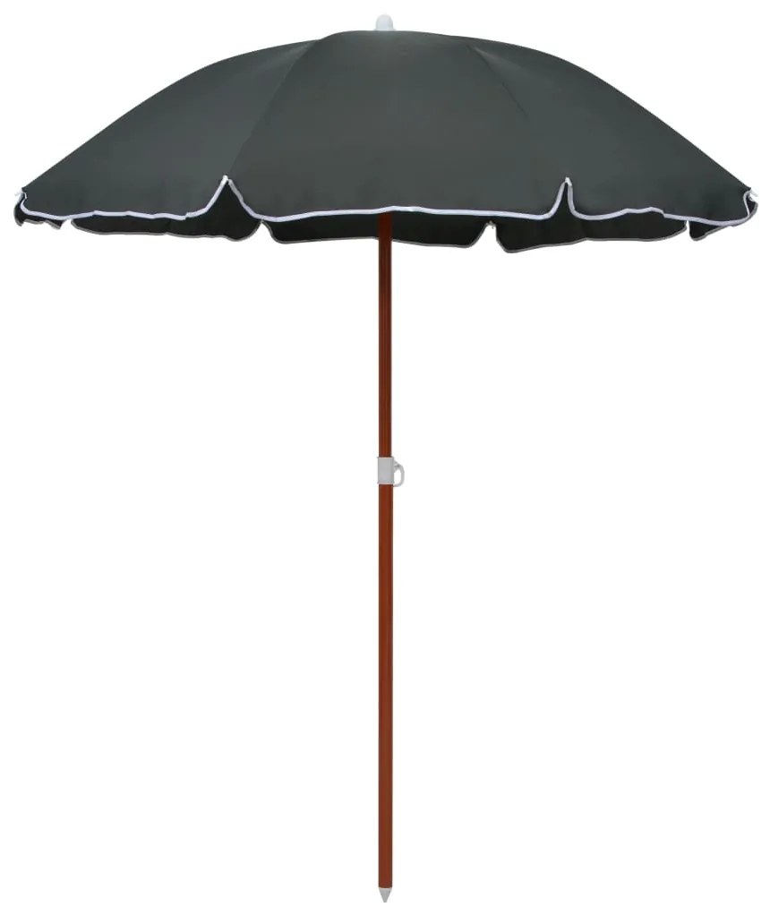 Ombrellone Da Giardino Con Palo İn Acciaio 180 Cm Antracite /