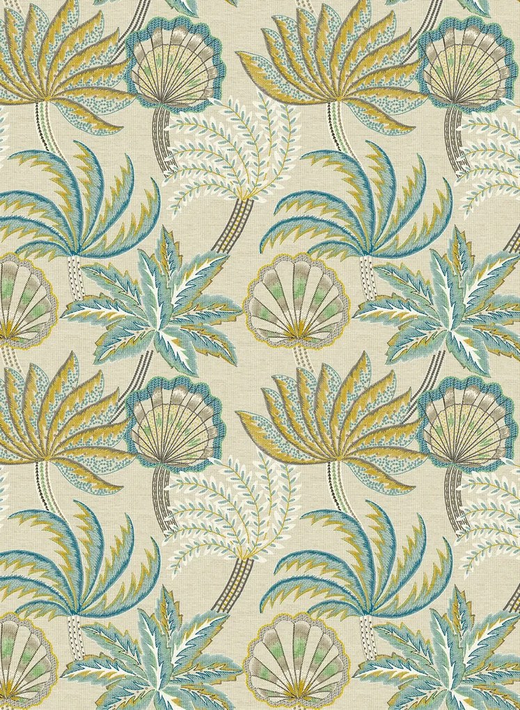 Osborne & Little Carta da parati Ravenala - Petrol/ Gold