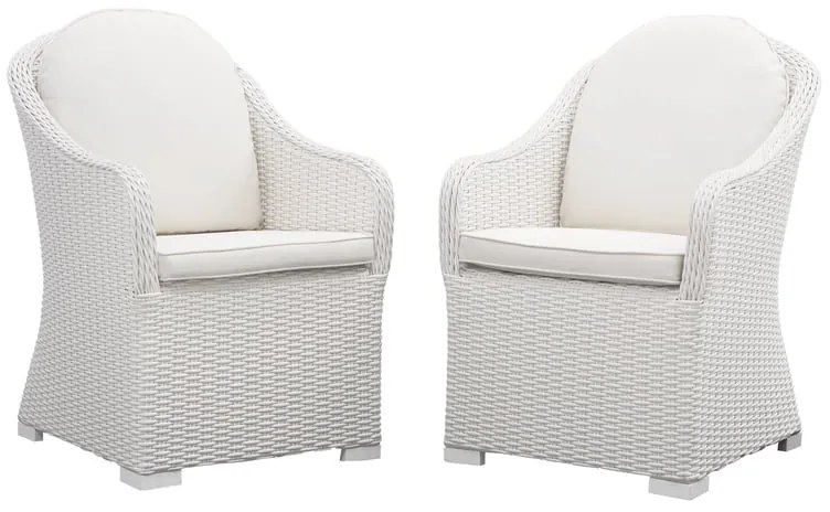 Poltrona da giardino con cuscino bianco e braccioli Luma NATERIAL da 2 posti, struttura in alluminio seduta in rattan sintetico bianco, L 57 x H 88 x P 59.5 cm, set da 2 pezzi