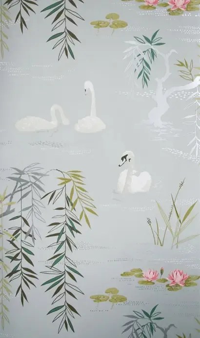 Nina Campbell Carta da parati Swan Lake - Gray