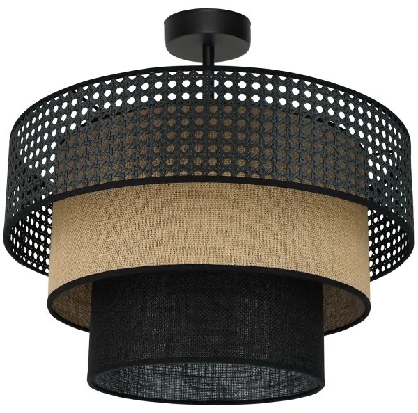 Brilagi - Lampadario DAKOTA LUNETA 1xE27/15W/230V Ø45 cm nero/rattan