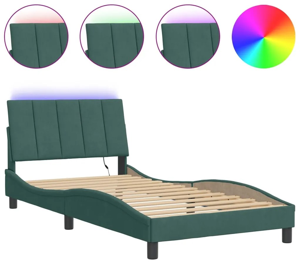 Giroletto con luci led verde scuro 100x200 cm in velluto
