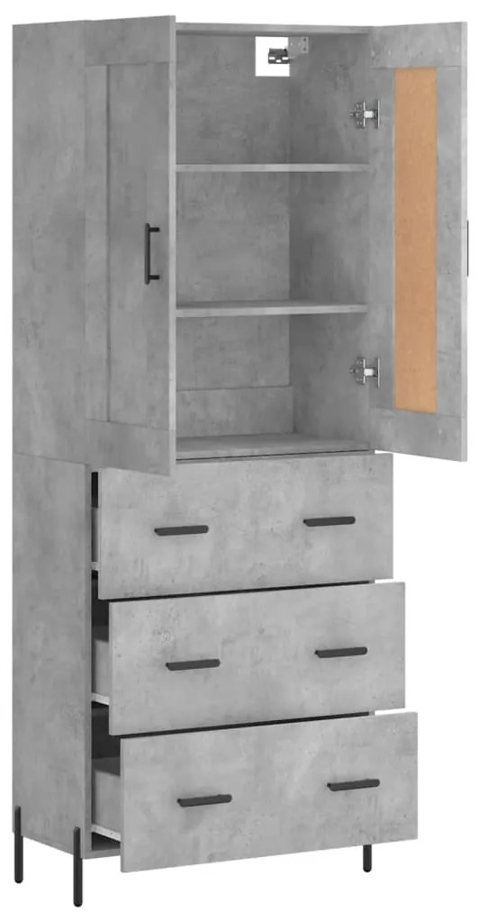 Credenza grigio cemento 69,5x34x180 cm in legno multistrato