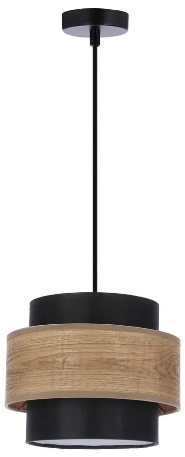 Lampada a sospensione con paralume tessile in nero-naturale ø 20 cm Twin - Candellux Lighting