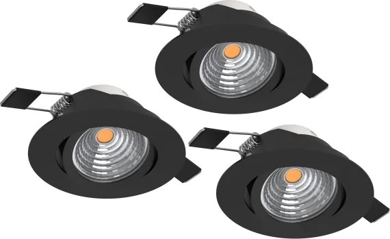 Eglo 902281 - Set da 3 lampade LED dimmerabili da incasso SALICETO, 6,4 W, 230 V, Ø 8,8 cm, nero
