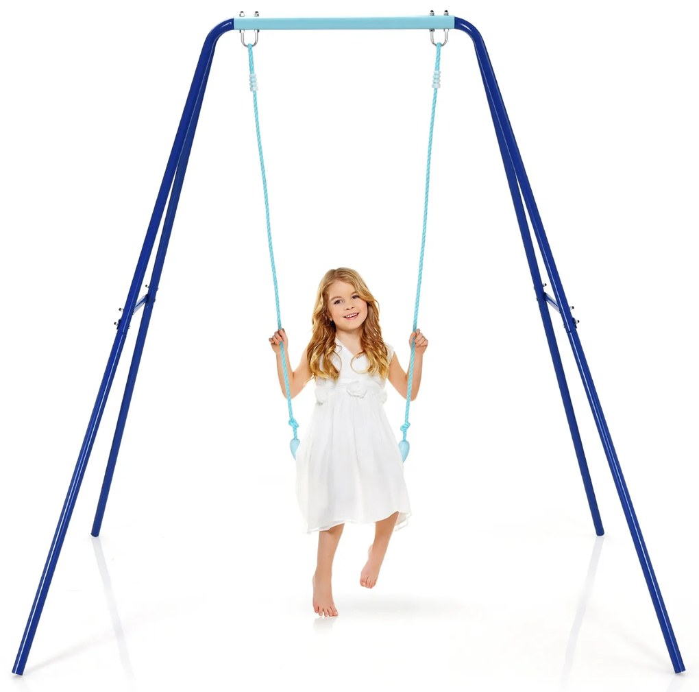 Costway Altalena in ferro da esterno per bambini con struttura stabile, Set altalena con sedile all’impatto a forma di U