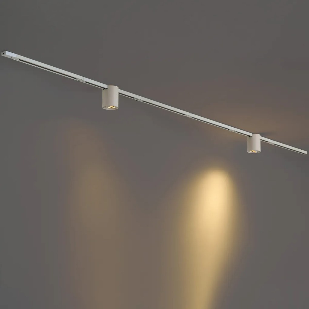 Sistema di illuminazione a binario moderno bianco con 2 faretti monofase - Iconic Rondoo Up