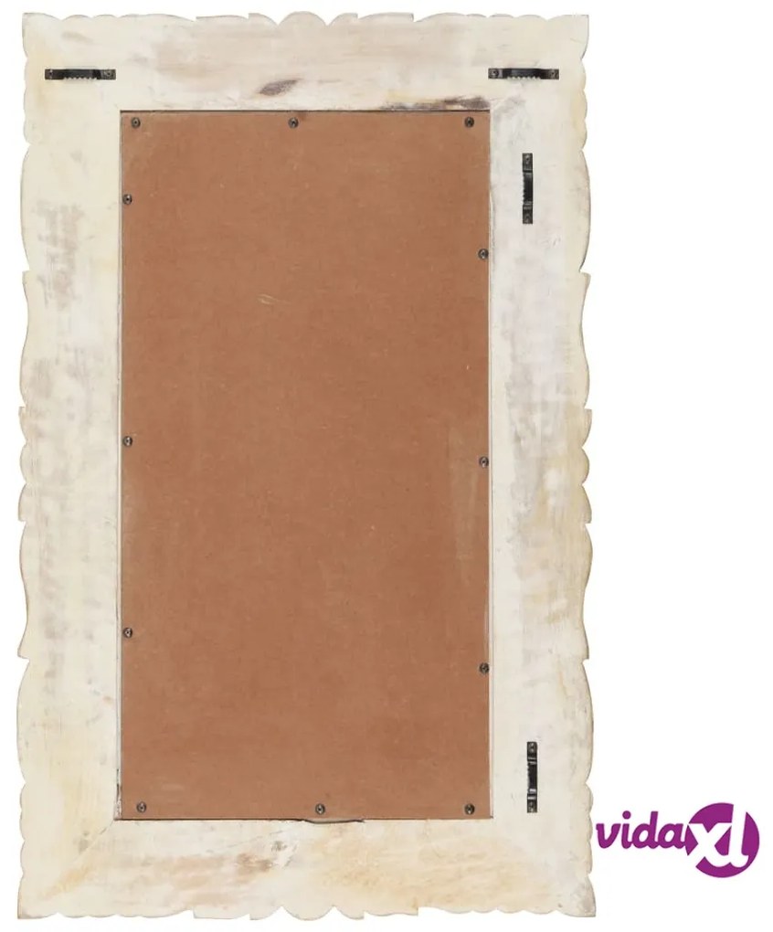 vidaXL Specchio Bianco 80x50 cm in Legno Massello di Mango