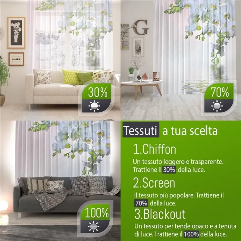 Foto Tende Varie Misure Green Olive  Tende con Stampe 2 x (Largh. x Alt.) 2 x L135 x A245 cm, Tessuto Screen