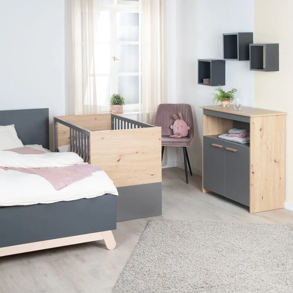 Lettino grigio/di colore naturale 60x120 cm Anna – Roba