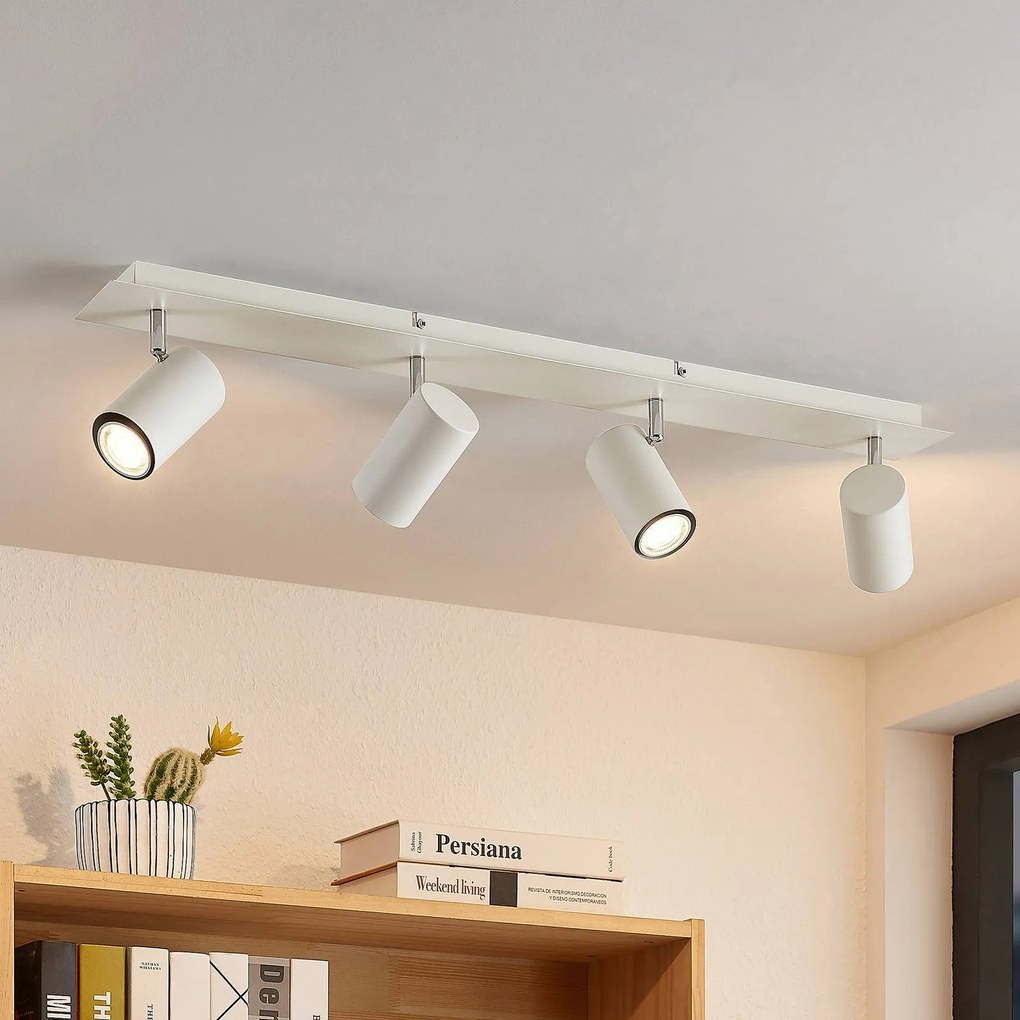 Faretto da soffitto Lindby Joffrey, 80 cm, bianco, a 4 luci, GU10